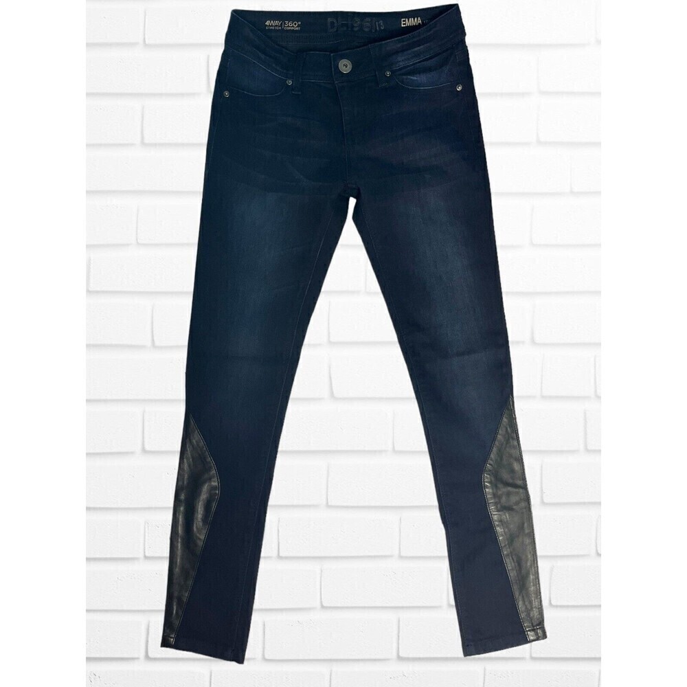 5/$25 DL1961 Jeans Women's 25 Skinny Emma Jeggings Dark Wash Pleather Accents